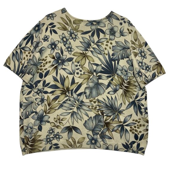 Alfred Dunner Women’s Vintage Knit Sweater Beaded Size 2X Floral Short Sleeves - Picture 2 of 8